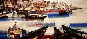 Paresh Maity, PM-0153, A City of Faith, 66 x 144 inches, Oil and acrylic on canvas, 2021