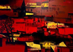 Paresh Maity, PM-0176, SIENA, 84 x 120 inches, Oil, acrylic on canvas, 2023